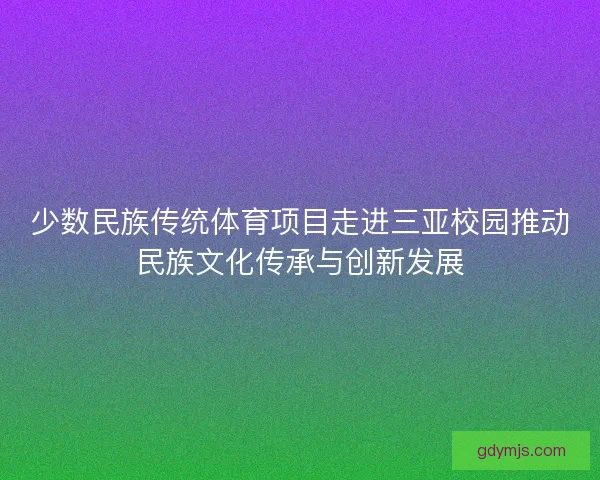 少数民族传统体育项目走进三亚校园推动民族文化传承与创新发展