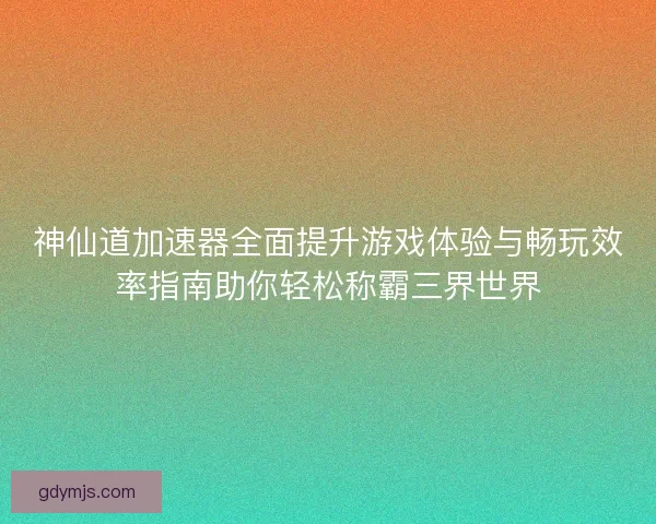 神仙道加速器全面提升游戏体验与畅玩效率指南助你轻松称霸三界世界
